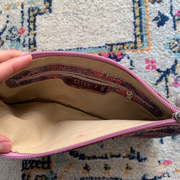 Cecconi P Genuine Leather Pink Snake Skin Clutch - Picture 5 of 6